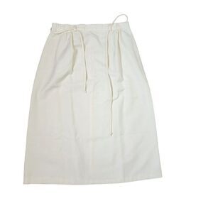 Vintage 70s ALine Skirt Womens Size S Off White Cotton Belted
